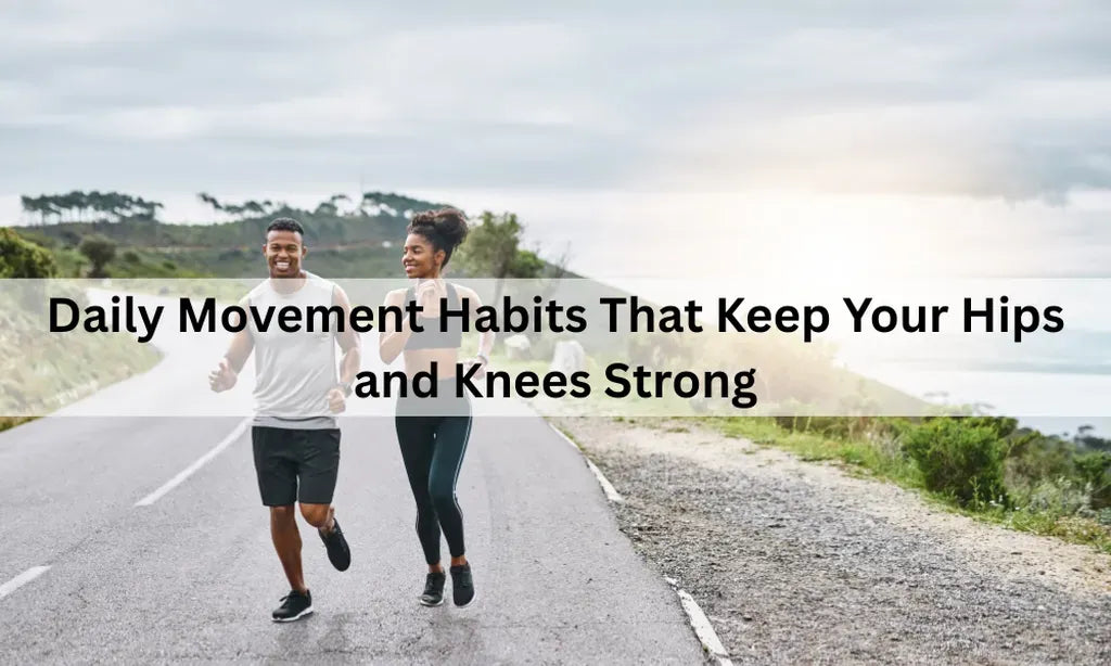 People jogging outdoors to support hip and knee strength through daily movement and healthy mobility