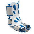 Blue and white walking boot for foot and ankle recovery, mobility support, rehabilitation aid