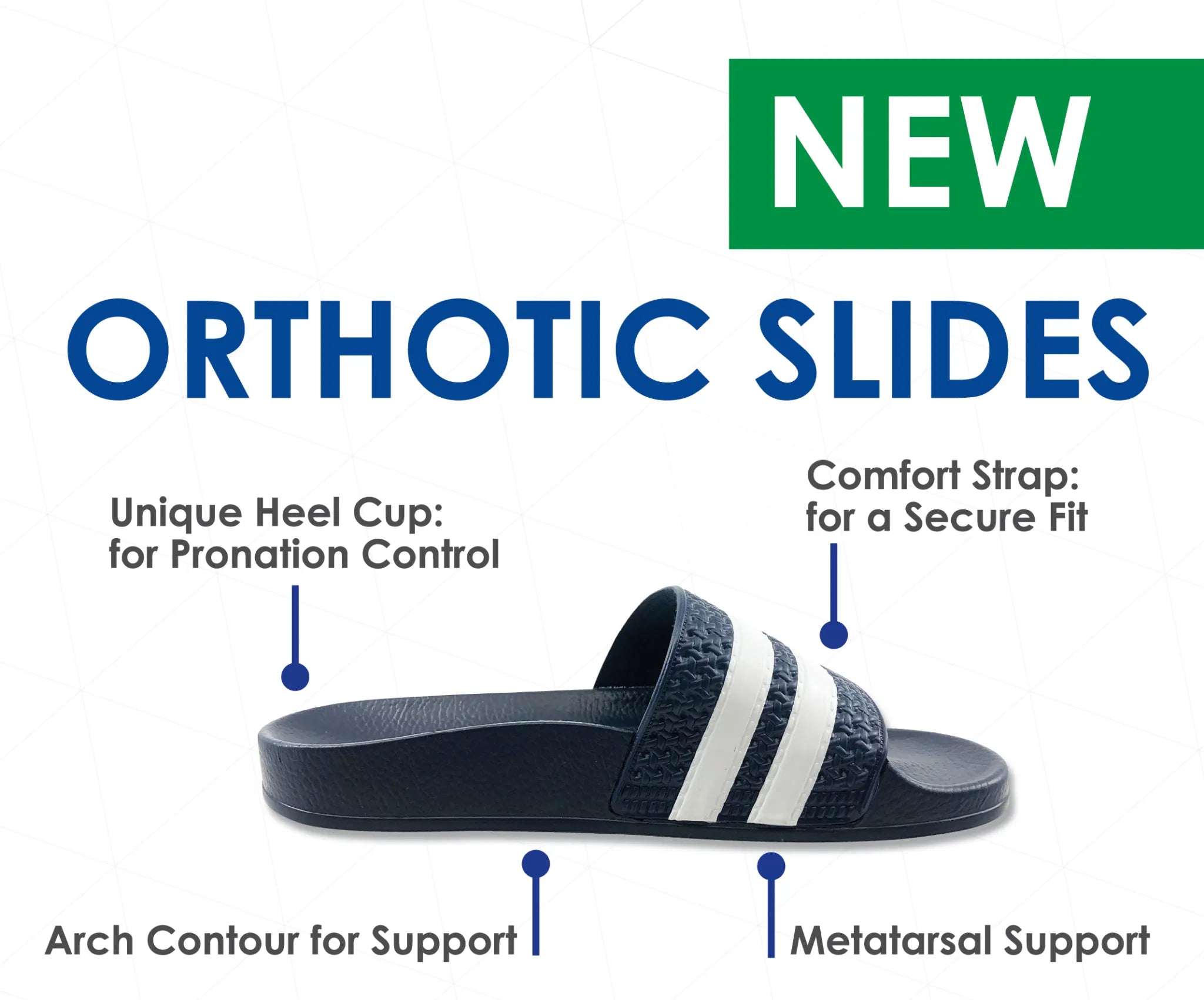 ICB Orthotic Slides Navy Supportive Sandals - rehabilitation and recovery product