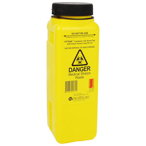 Sharps Container with Screw Lid & Insert 1.8L product image