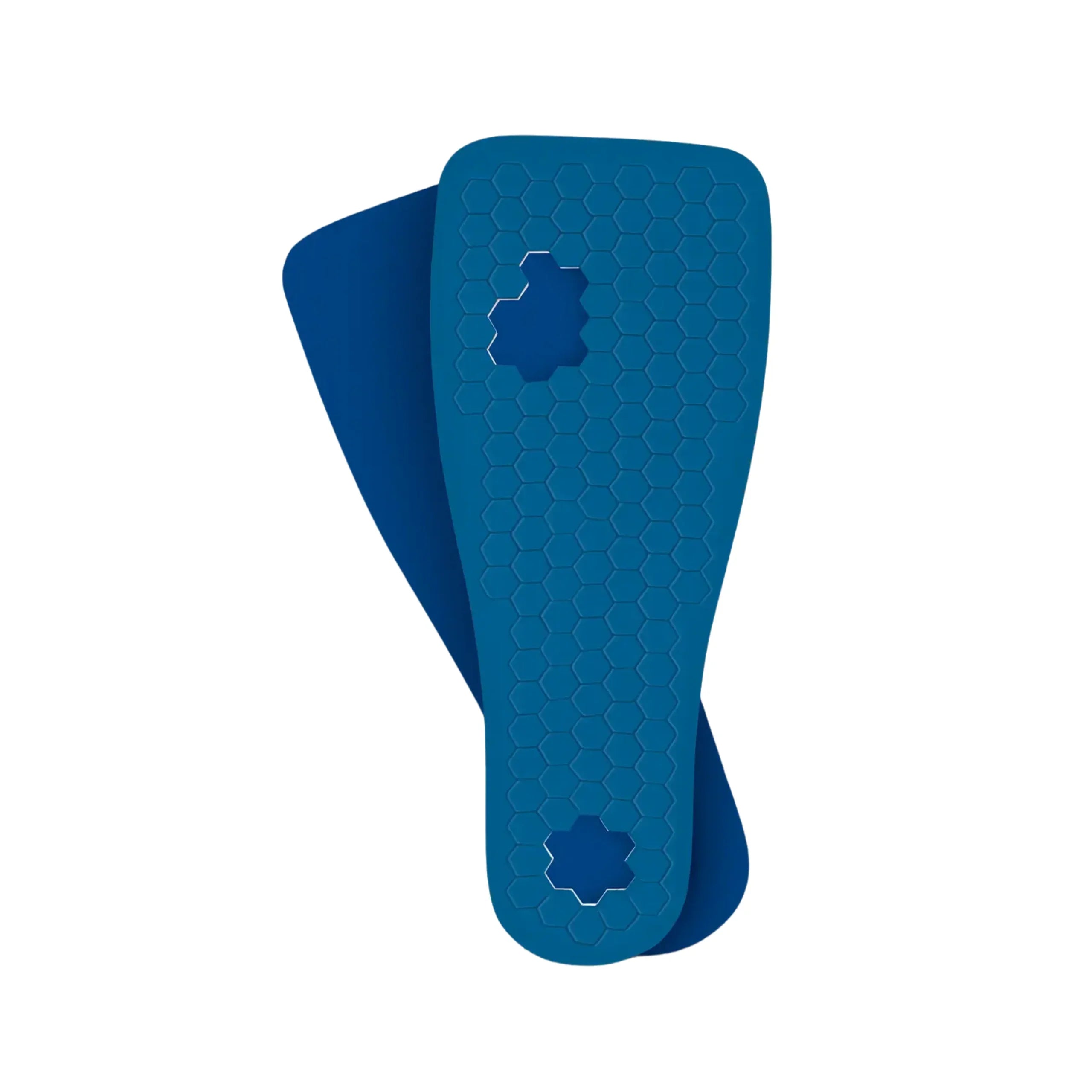 Blue honeycomb-patterned orthotic insoles for foot support and comfort