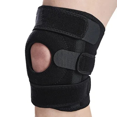 JS Sports Knee Support Open Patella Adjustable One Size Black