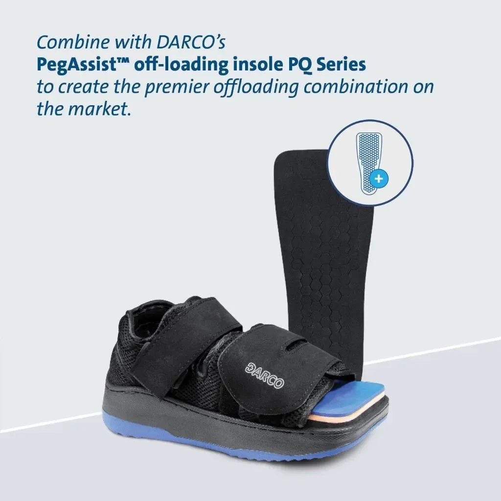 DARCO offloading sandal with PegAssist insole for foot recovery and pressure relief