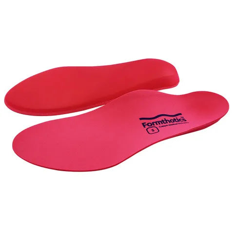 Formthotics Original Red Full Length Orthotic Insole featuring a deep heel cup and unique arch shape for optimal foot support.