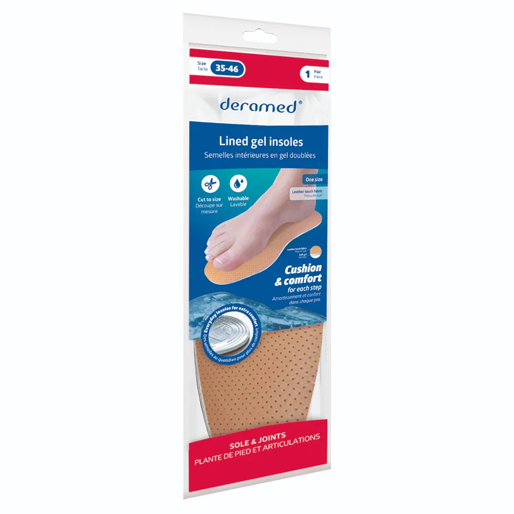 Deramed Lined Gel Insole Comfort Orthotic Insert - rehabilitation and recovery product