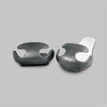 Grey ergonomic foot orthotics for mobility support and recovery, shown with adhesive backing