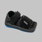 Black ARCO rehabilitation sandal with velcro straps and blue sole for mobility support
