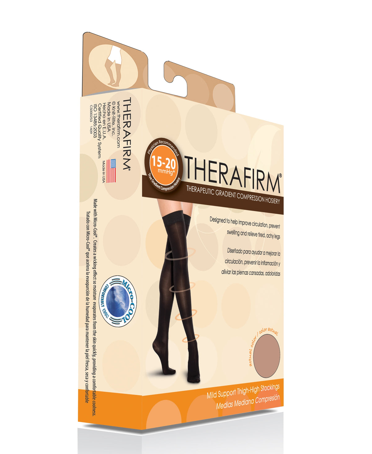 Therafirm Unisex Thigh-High Stockings Closed Toe Mild Support 15-20mmHg