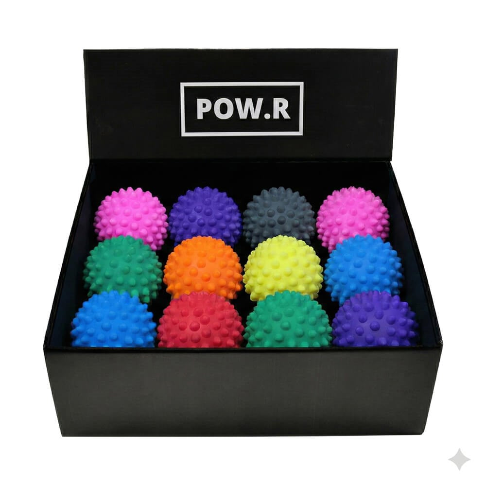 POW.R Spiky Ball retail display box, contents view