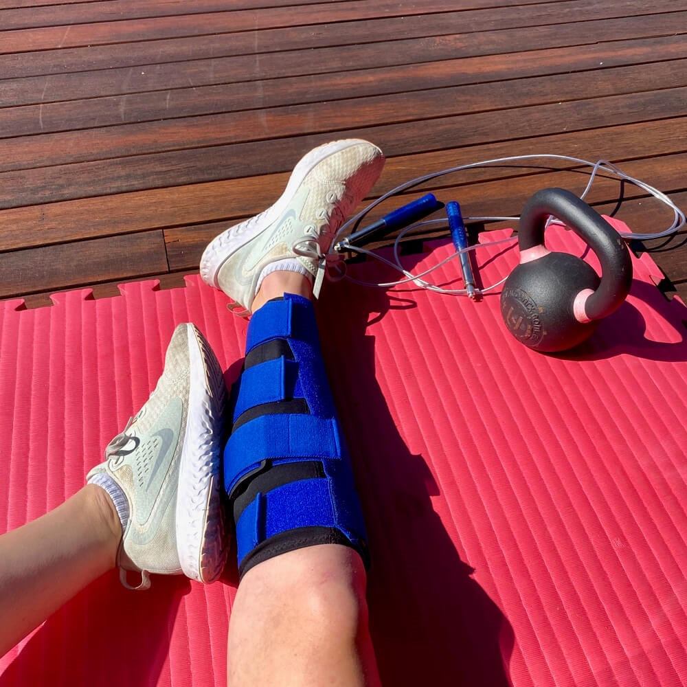 Solushin Shin Splints Brace worn on lower leg