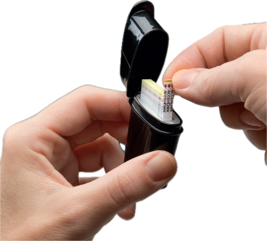 Accu-Chek Guide test strips in use