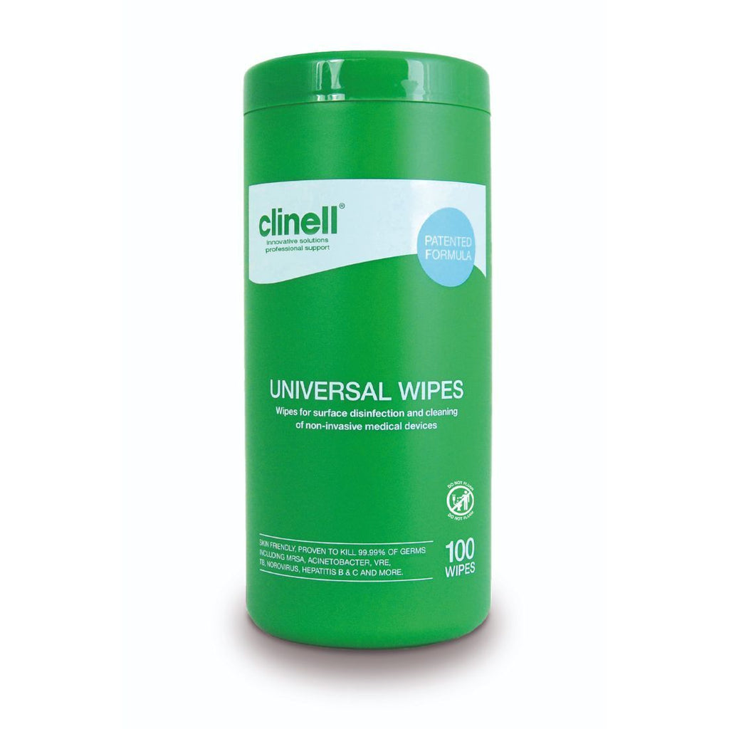 Clinell Universal Wipes Canister – 100 Pack product photo