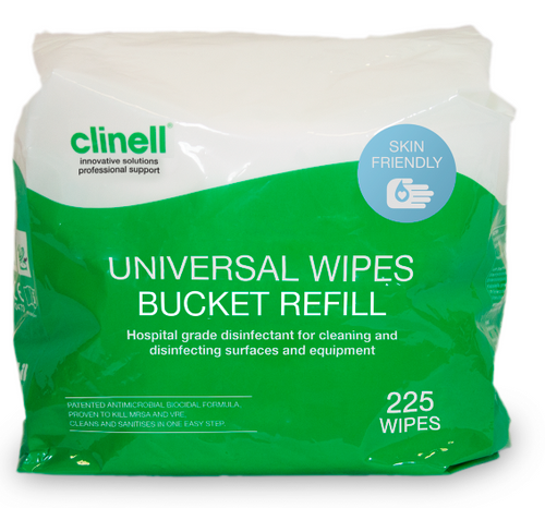 Clinell Universal Wipes Bucket Refill – 225 Pack product photo
