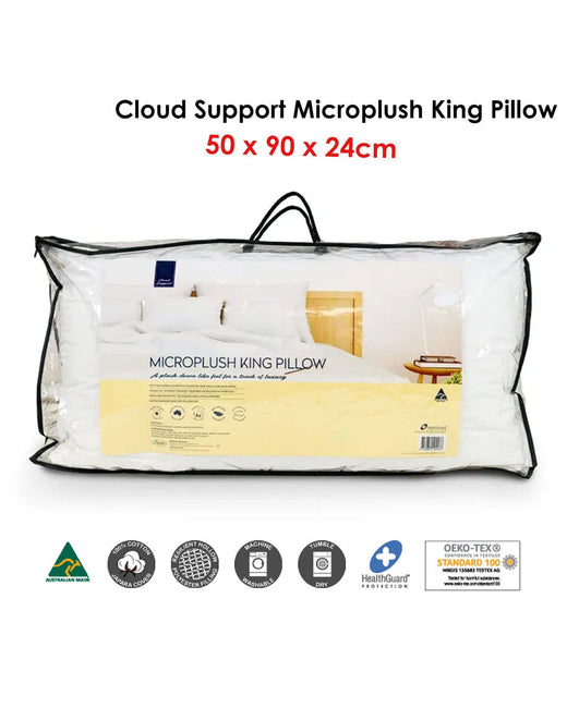 White Cloud Support Microplush king pillow, 50 × 90 × 24 cm