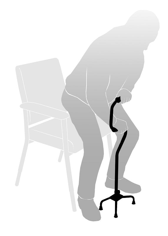 Crooked Quad Cane with Hand Strap detail view