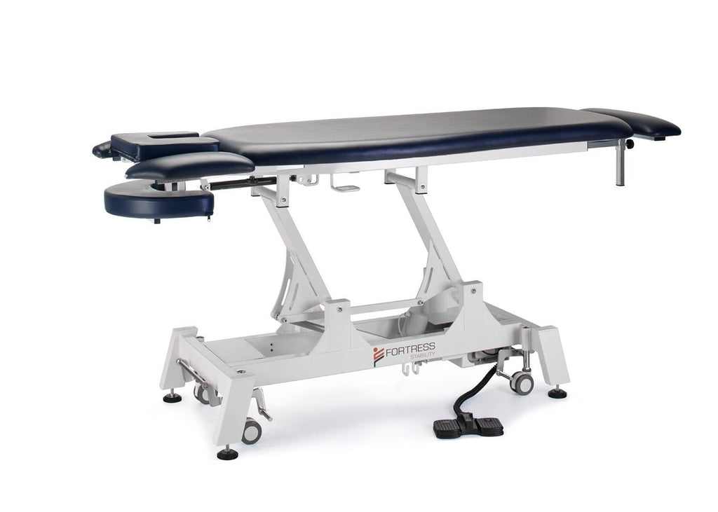 Fortress Stability Contour Massage Table / White Frame / Navy Upholstery – product image 8