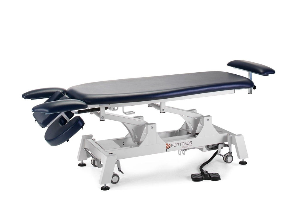 Fortress Stability Contour Massage Table / White Frame / Navy Upholstery – product image 7