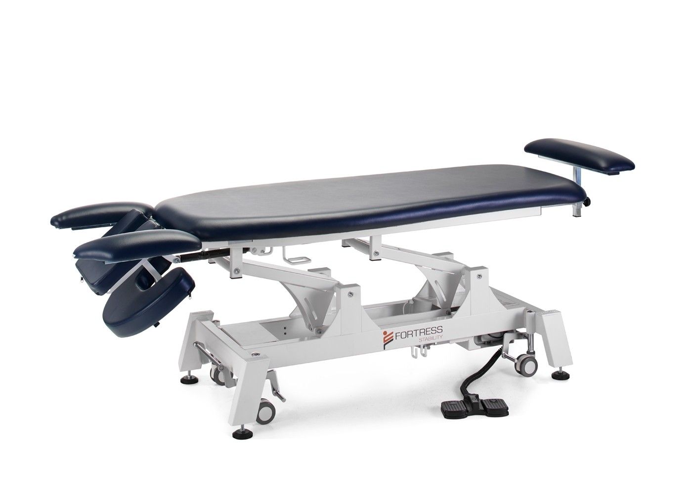 Fortress Stability Contour Massage Table / White Frame / Navy Upholstery – product image 7