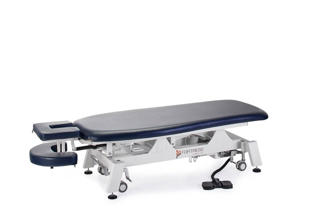 Fortress Stability Contour Massage Table / White Frame / Navy Upholstery – product image 5