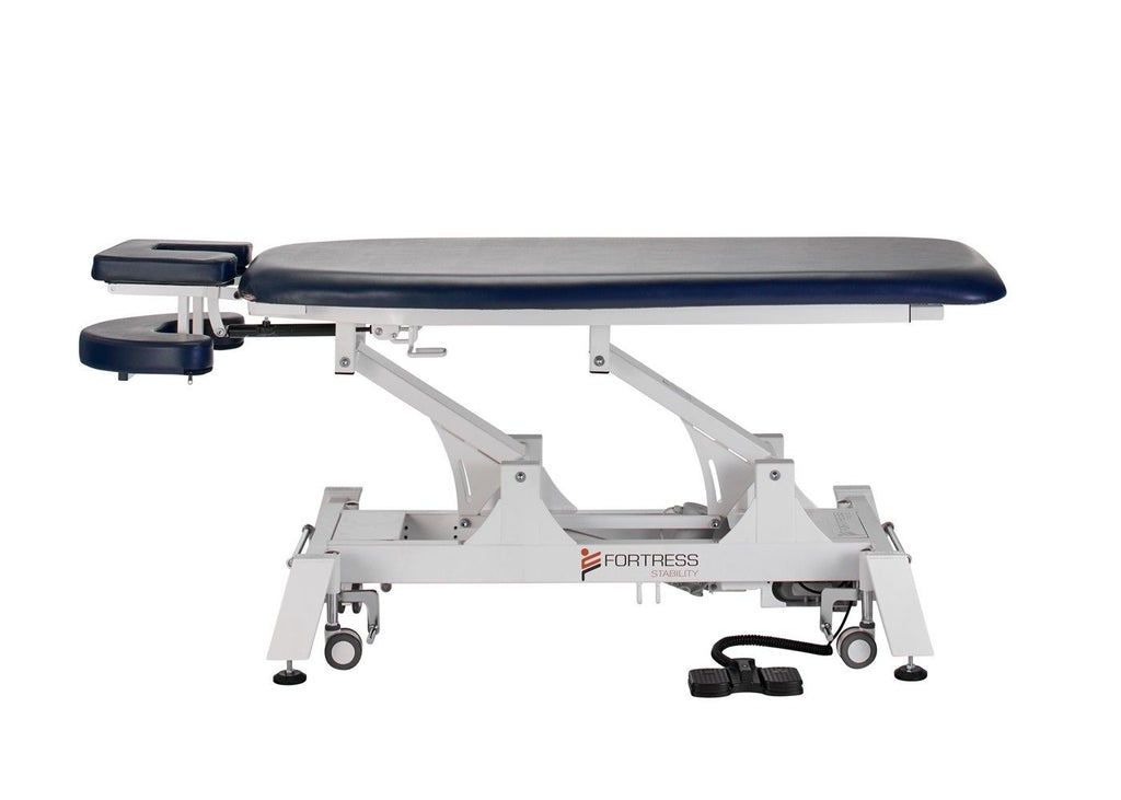 Fortress Stability Contour Massage Table / White Frame / Navy Upholstery – product image 4