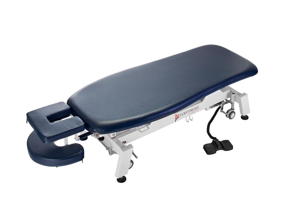 Fortress Stability Contour Massage Table / White Frame / Navy Upholstery – product image 3