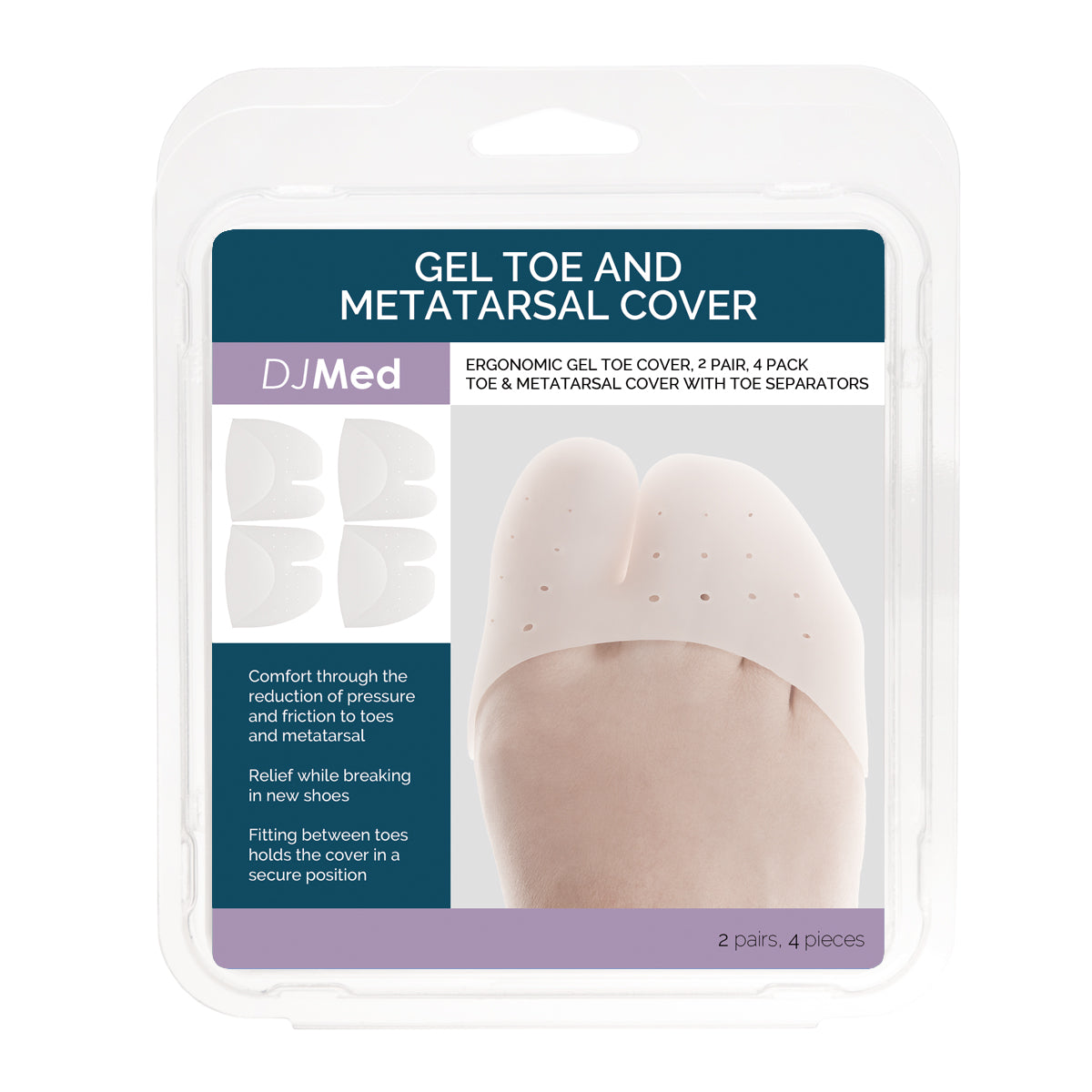DJMed Metatarsal Sleeves - Gel Toe & Metatarsal Cover (Set of 4) – Image 2