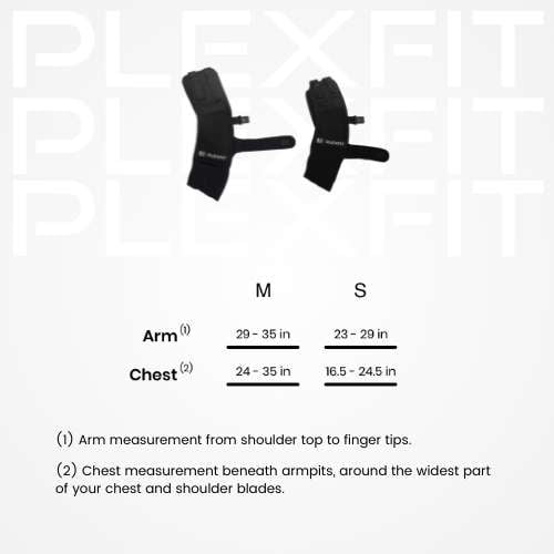 Plexfit children's sling size guide in inches