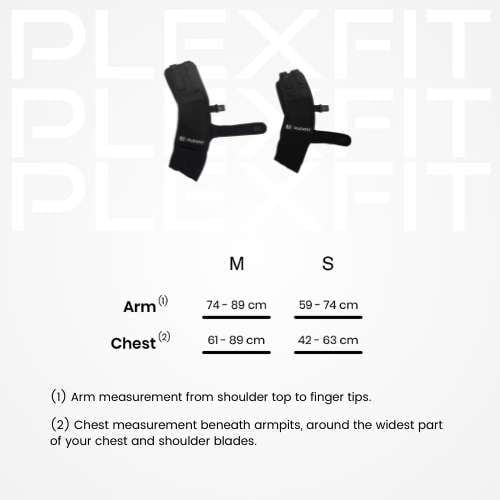 Plexfit children's sling size guide in centimetres