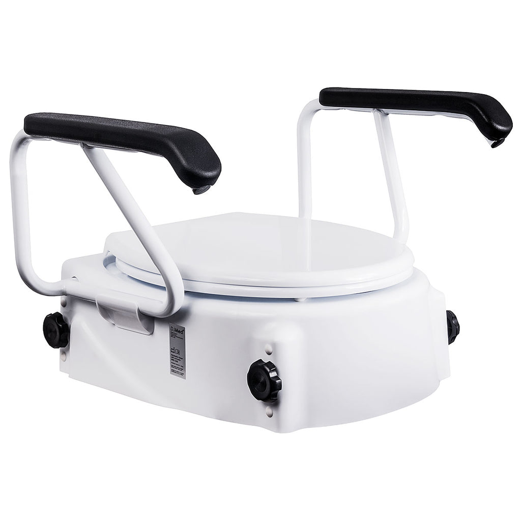 Adjustable Raised Toilet Seat with Armrests – DJMed