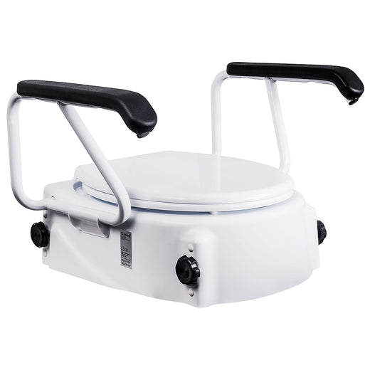 Adjustable Raised Toilet Seat with Armrests – DJMed
