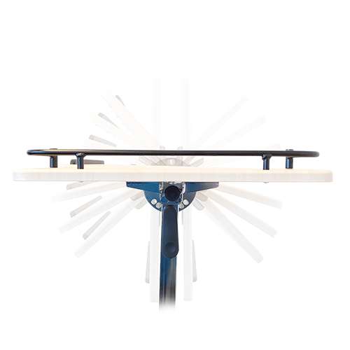 Redgum over bed chair table side view