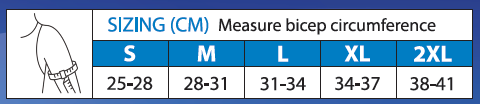Supporta Shoulder Support bicep size guide