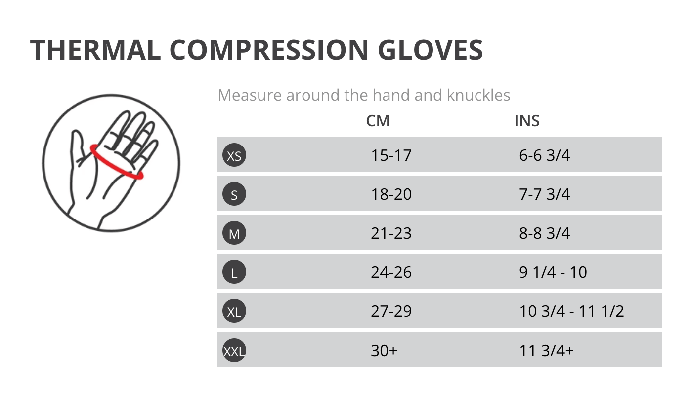 Thermoskin gloves size guide